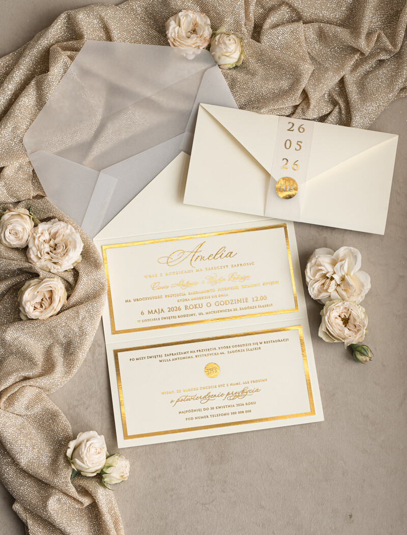 Złote i Eleganckie Zaproszenia Komunijne dla Dziewczynki - idealne na Pierwszą Komunię-7