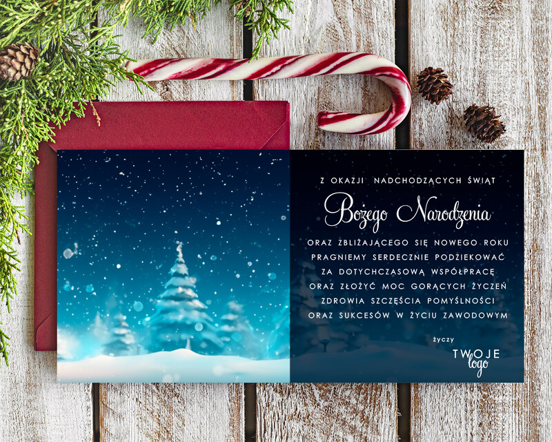 Eleganckie kartki świąteczne z Twoim logo - idealne dla firm i pracowników!-1