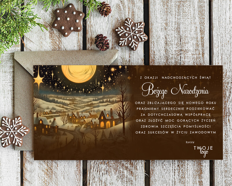 Kartki świąteczne dla firm z logo - piękne życzenia dla pracowników przyozdobione Twoją marką!-1