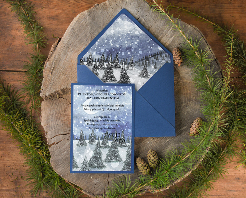 Kartka świąteczna dla firmy z logo: bożonarodzeniowe kartki z drewnianą zawieszką i sznurkiem-5
