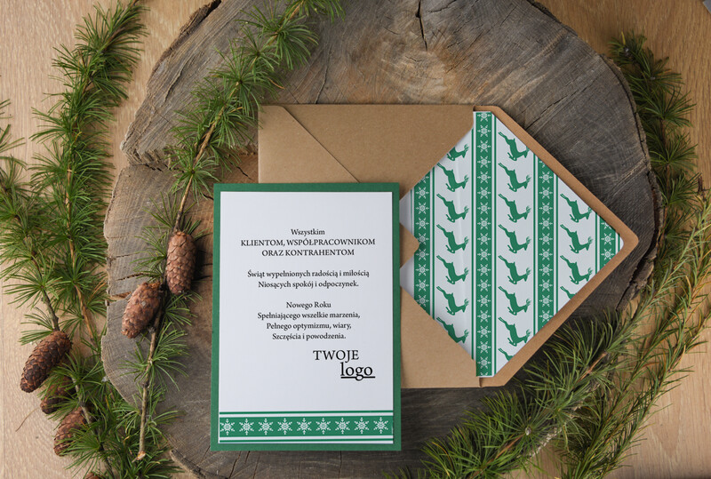 Biznesowe kartki świąteczne z logo: Bożonarodzeniowe przesłanie z drewnianą zawieszką i sznurkiem-1