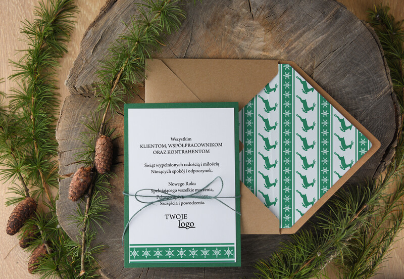Biznesowe kartki świąteczne z logo: Bożonarodzeniowe przesłanie z drewnianą zawieszką i sznurkiem-2