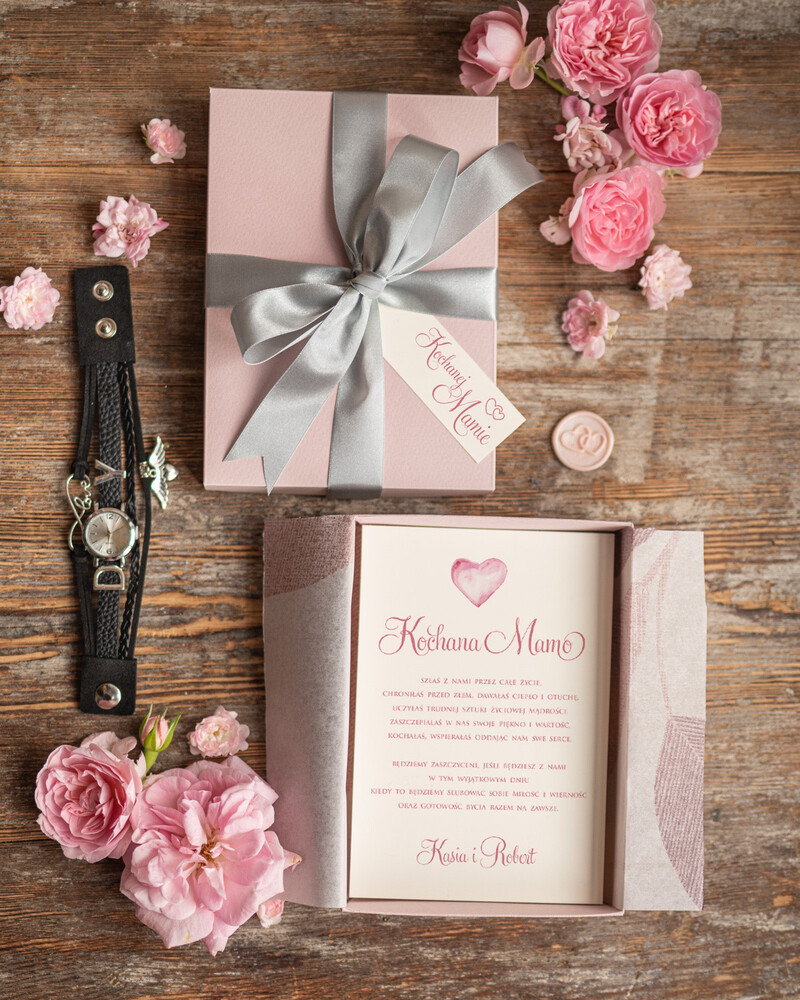 Zaproszenie na ślub dla Mamy - zegarek w eleganckim pudełku-1
