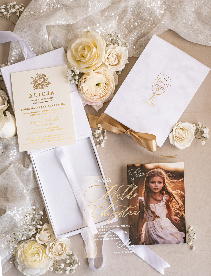 Eleganckie zaproszenia na Pierwszą Komunię dla Matki Chrzesnej i Rodziców Chrzestnych, Zaproszenie VIP dla Baci i Dziadka-10