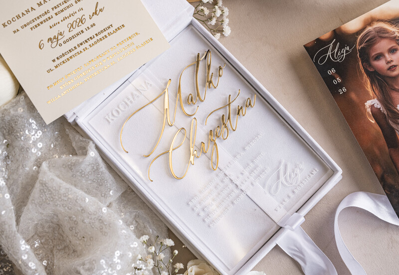 Eleganckie zaproszenia na Pierwszą Komunię dla Matki Chrzesnej i Rodziców Chrzestnych, Zaproszenie VIP dla Baci i Dziadka-11