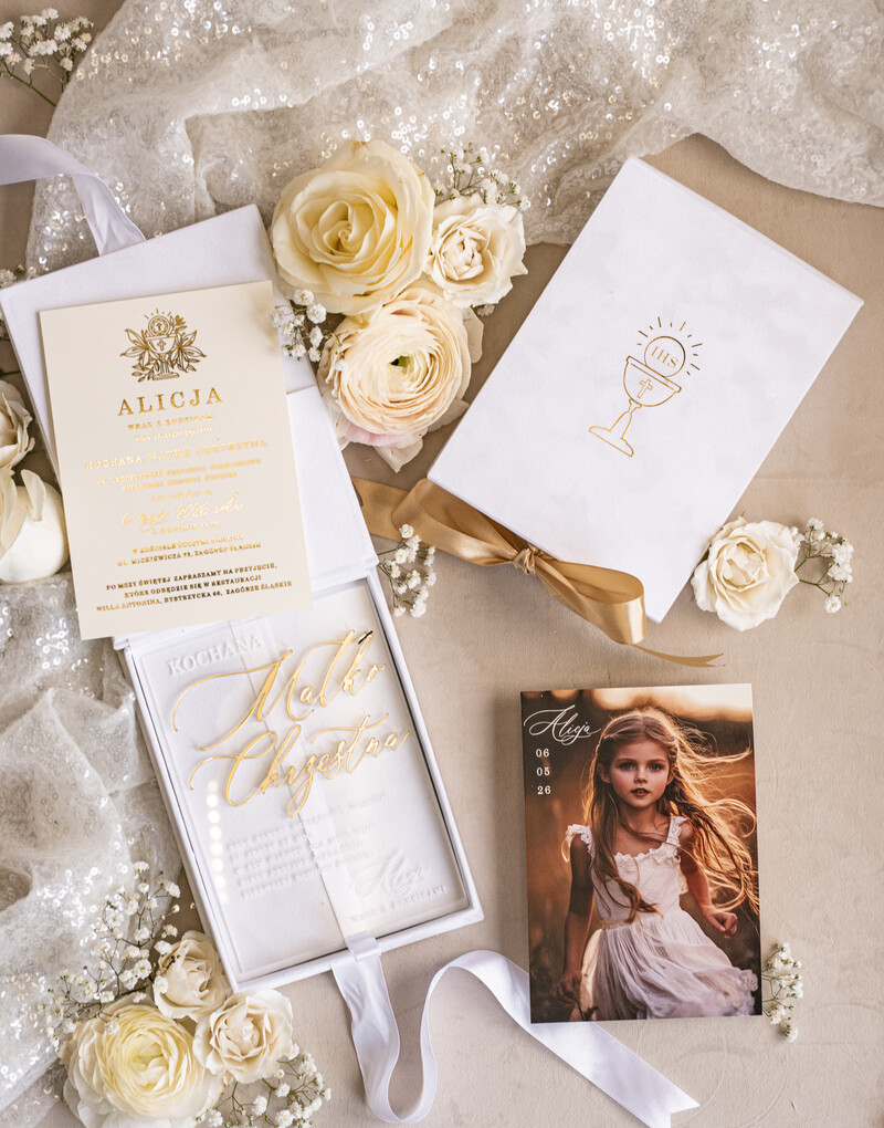 Eleganckie zaproszenia na Pierwszą Komunię dla Matki Chrzesnej i Rodziców Chrzestnych, Zaproszenie VIP dla Baci i Dziadka-12