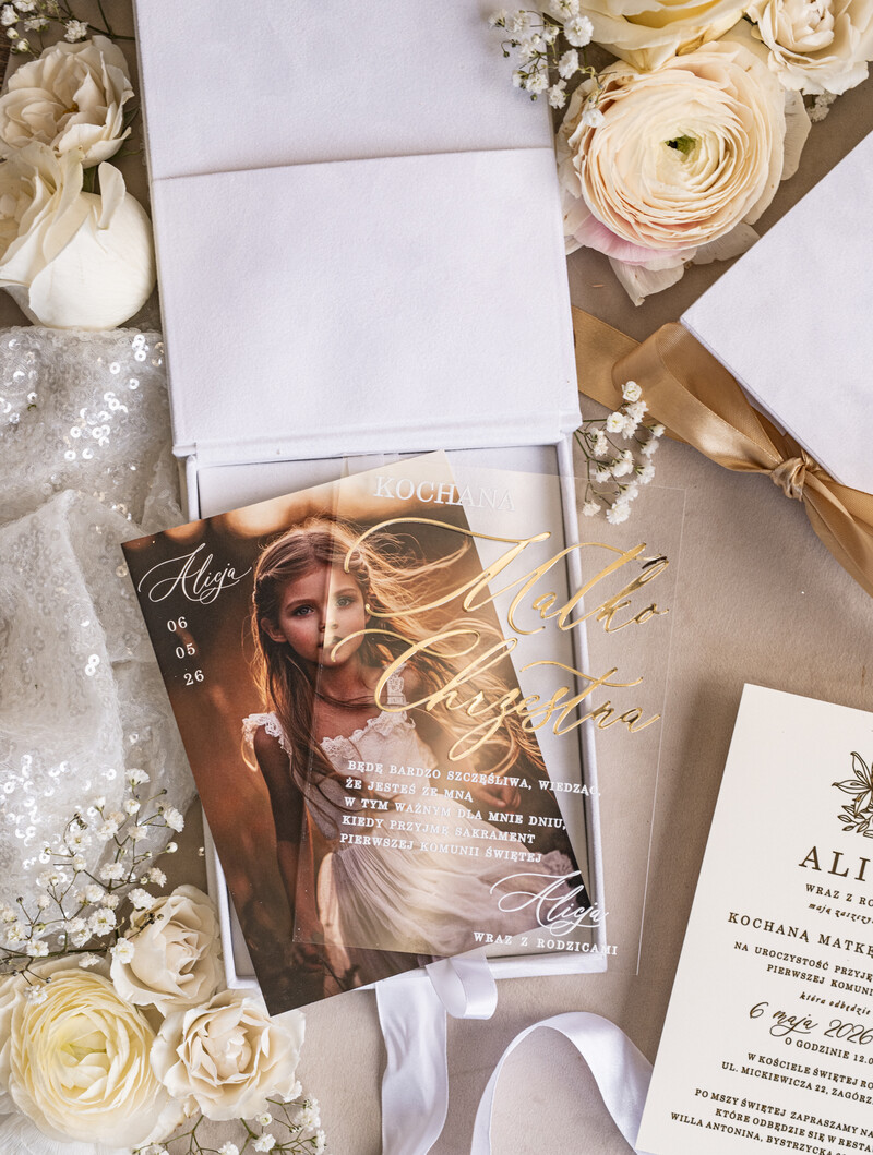 Eleganckie zaproszenia na Pierwszą Komunię dla Matki Chrzesnej i Rodziców Chrzestnych, Zaproszenie VIP dla Baci i Dziadka-13