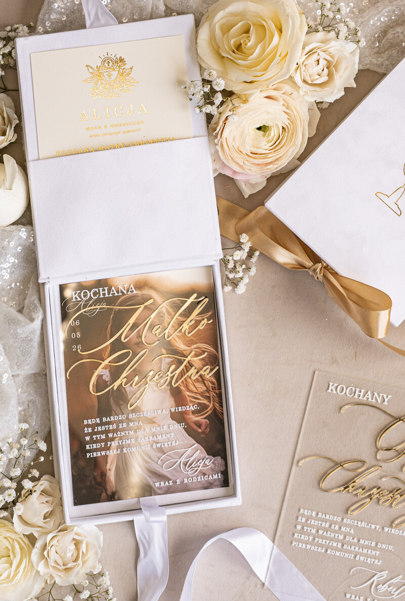Eleganckie zaproszenia na Pierwszą Komunię dla Matki Chrzesnej i Rodziców Chrzestnych, Zaproszenie VIP dla Baci i Dziadka-16