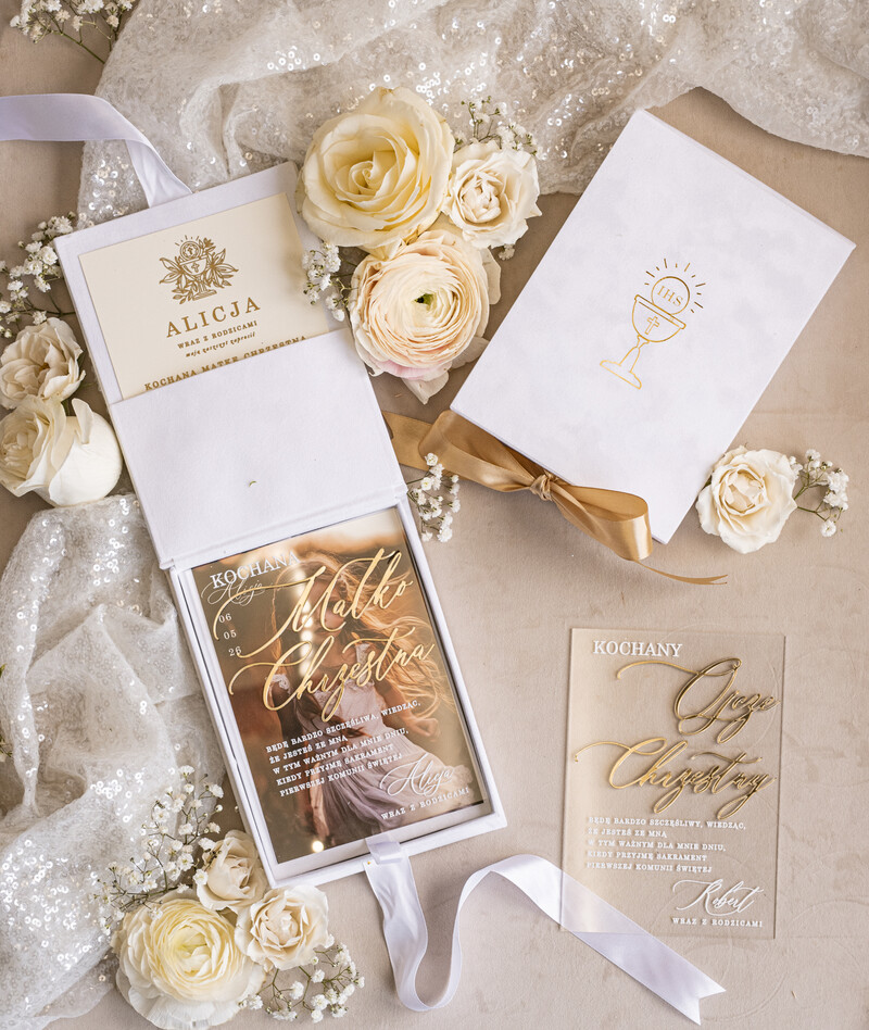 Eleganckie zaproszenia na Pierwszą Komunię dla Matki Chrzesnej i Rodziców Chrzestnych, Zaproszenie VIP dla Baci i Dziadka-19
