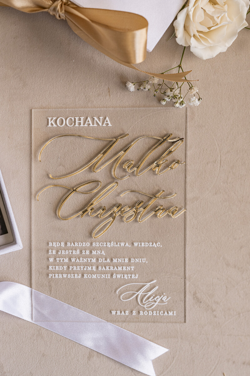 Eleganckie zaproszenia na Pierwszą Komunię dla Matki Chrzesnej i Rodziców Chrzestnych, Zaproszenie VIP dla Baci i Dziadka-4