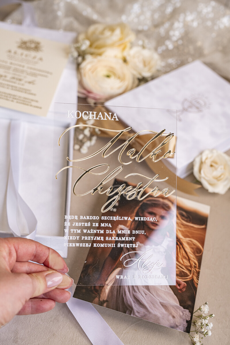 Eleganckie zaproszenia na Pierwszą Komunię dla Matki Chrzesnej i Rodziców Chrzestnych, Zaproszenie VIP dla Baci i Dziadka-6