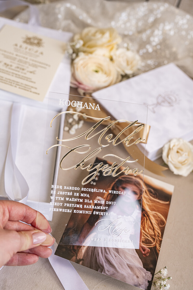 Eleganckie zaproszenia na Pierwszą Komunię dla Matki Chrzesnej i Rodziców Chrzestnych, Zaproszenie VIP dla Baci i Dziadka-7