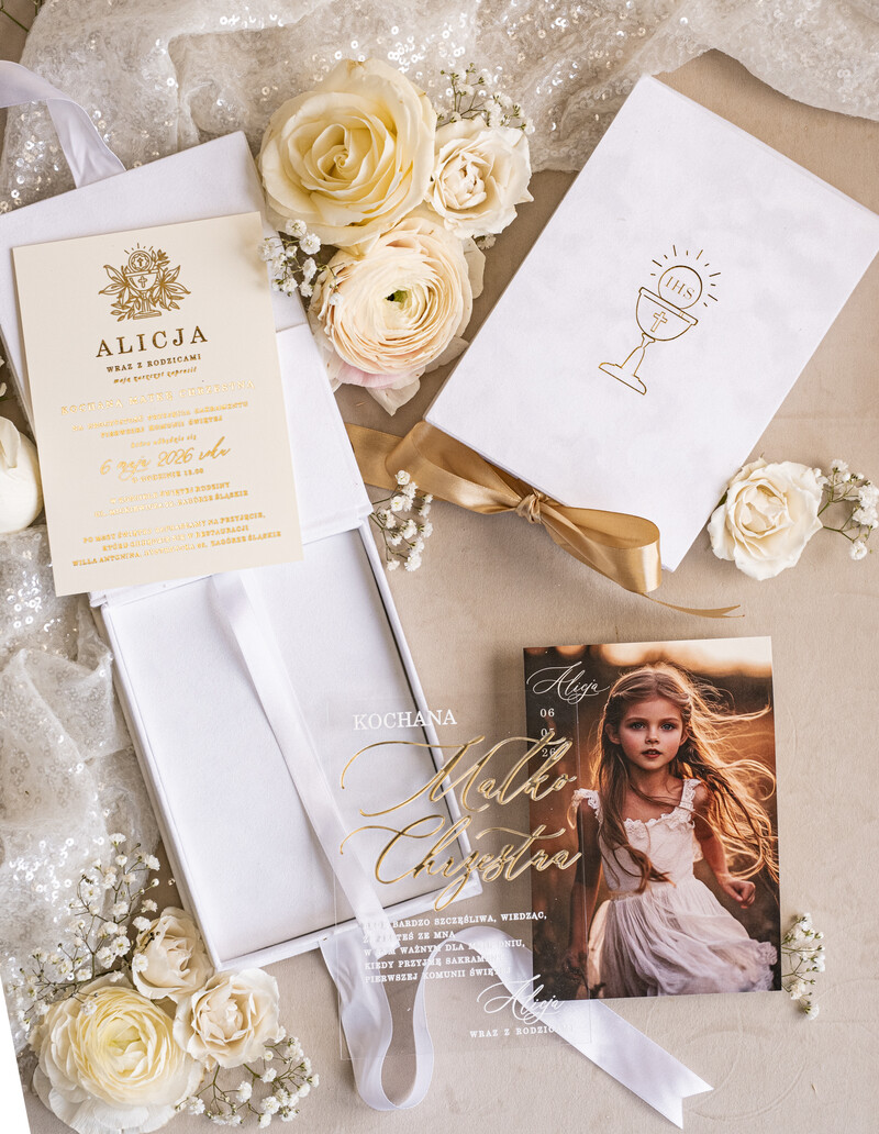 Eleganckie zaproszenia na Pierwszą Komunię dla Matki Chrzesnej i Rodziców Chrzestnych, Zaproszenie VIP dla Baci i Dziadka-9